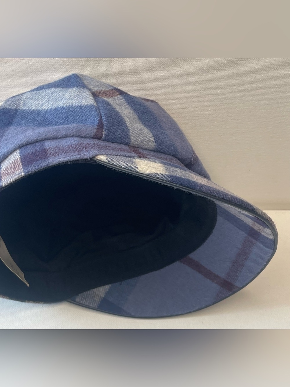 EUC AUTHENTIC BURBERRY WOOL/CASHMERE NEWSBOY HAT SIGNATURE PLAID MUTED BLUE SZ M - Picture 9 of 12